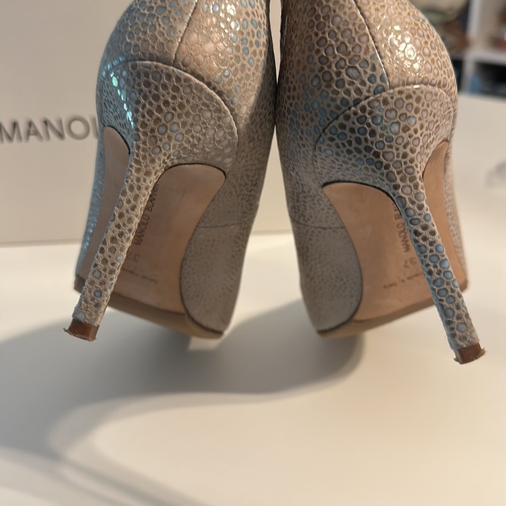 Manolo Blahnik BB 90 Metallic Speck heels Size 37 - Picture 4 of 7